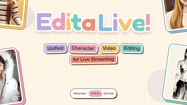Cover image for EditaLive! Unified Character Video Editing for Live Streaming